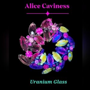 Alice Caviness Purple Uranium Glass Wreath Brooch